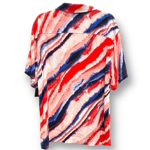 NWT No Boundaries Red, White, & Blue Rayon Button Front Shirt Size L - Picture 2 of 5